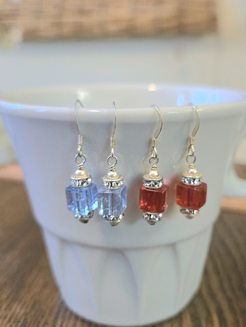 Pair Of Earrings 925 Sterling Silver Swarovski Crystal